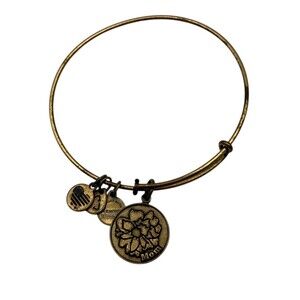 Alex And Ani Brass Mom Flower Expandable Charm Bracelet